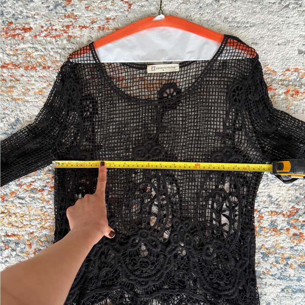Black Crochet Sweater, Small - Picture 6 of 7